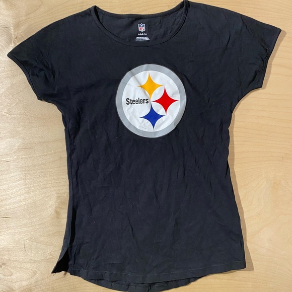 NFL Tops - NFL Women's Black Steelers Tee Large (EY)